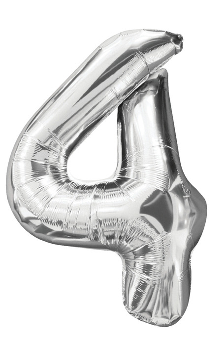 Folieballong nummer 4 H60 cm sølv 